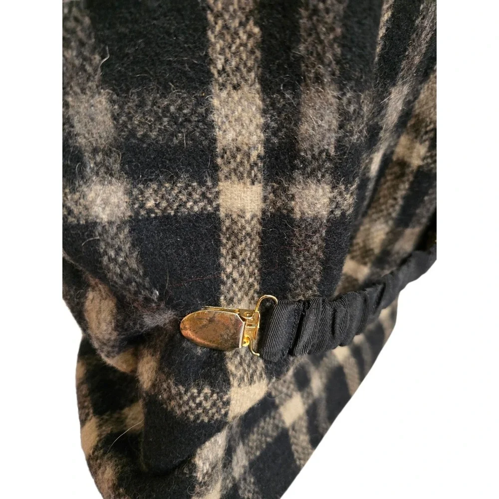 Womens Wool Vest Black White Plaid‎ Size Small 90s Vintage